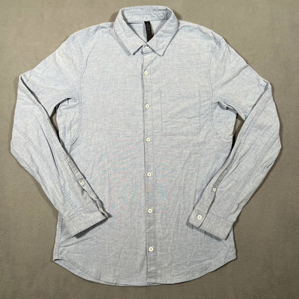 Lululemon Mens Button Down Shirt‎ Long Sleeve Light Blue Casual Size M